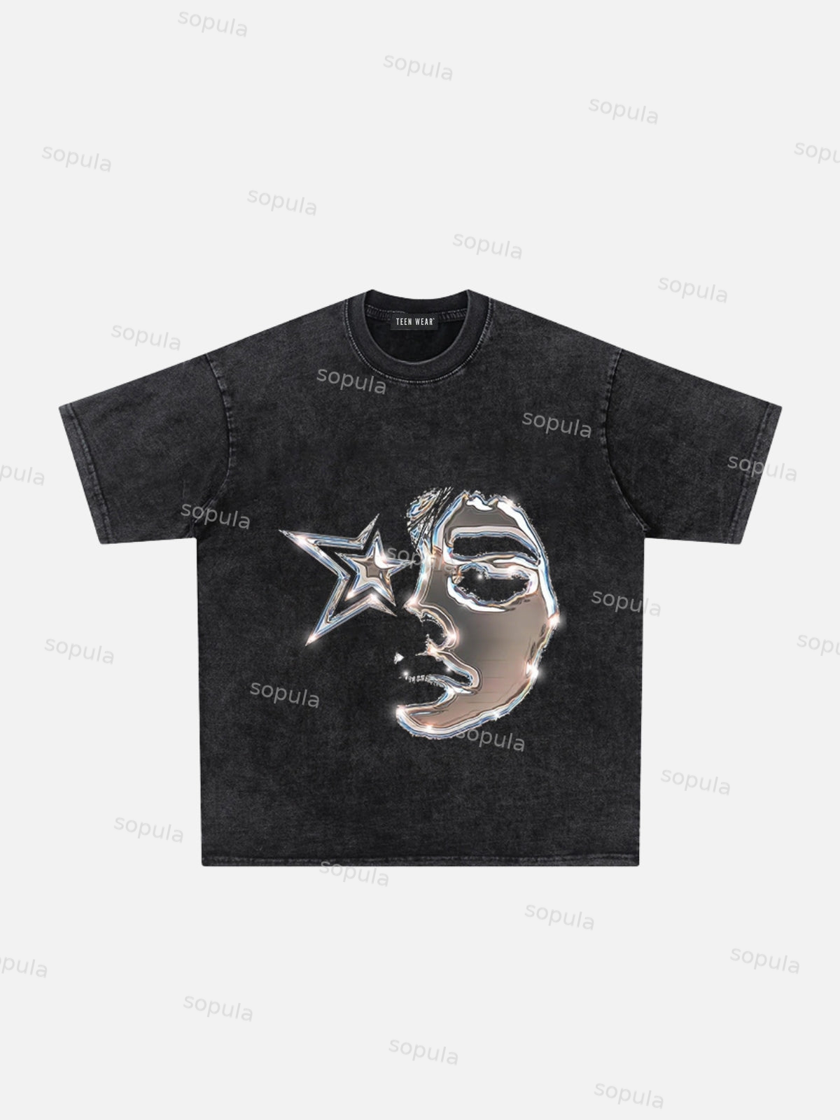 'Masked' Graphic Washed Tee