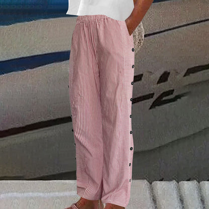Kendall | Lightweight Stripe Buttoned Trousers
