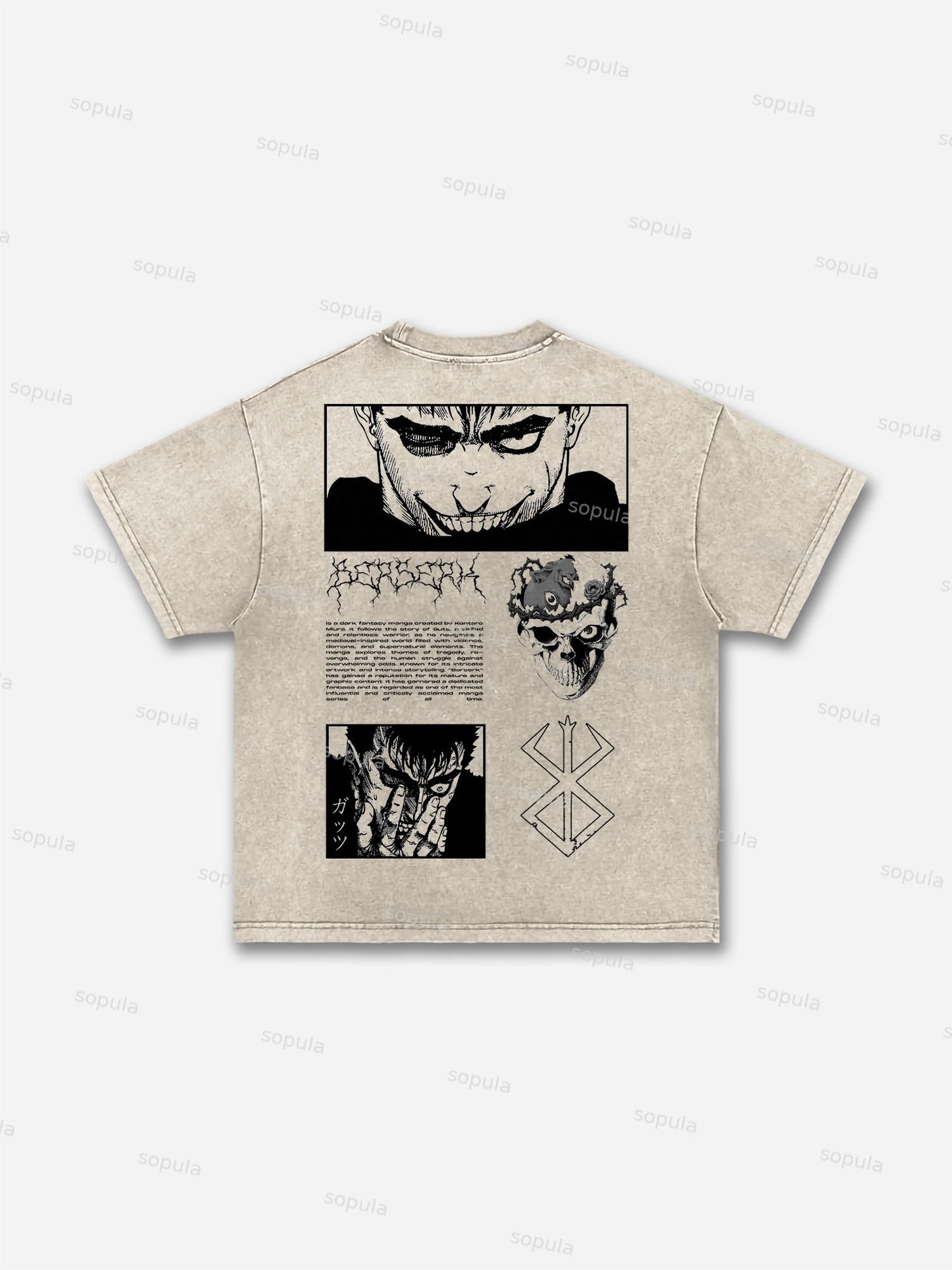Berserk Manga Graphic Acid Wash T-shirt