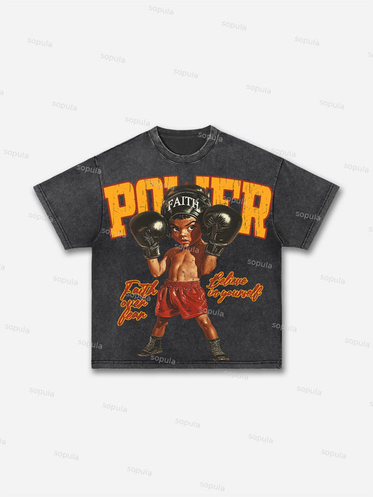 Boxer Boys Graphic Print Acid Wash T-shirt