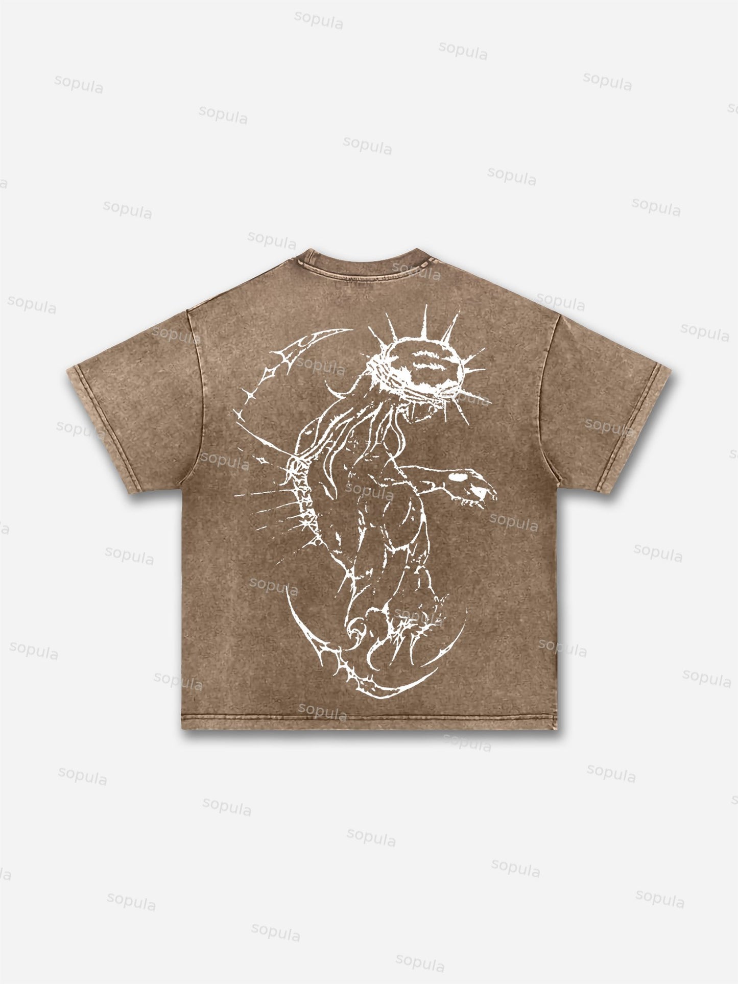 Cross Jesus Graphic Acid Wash T-shirt