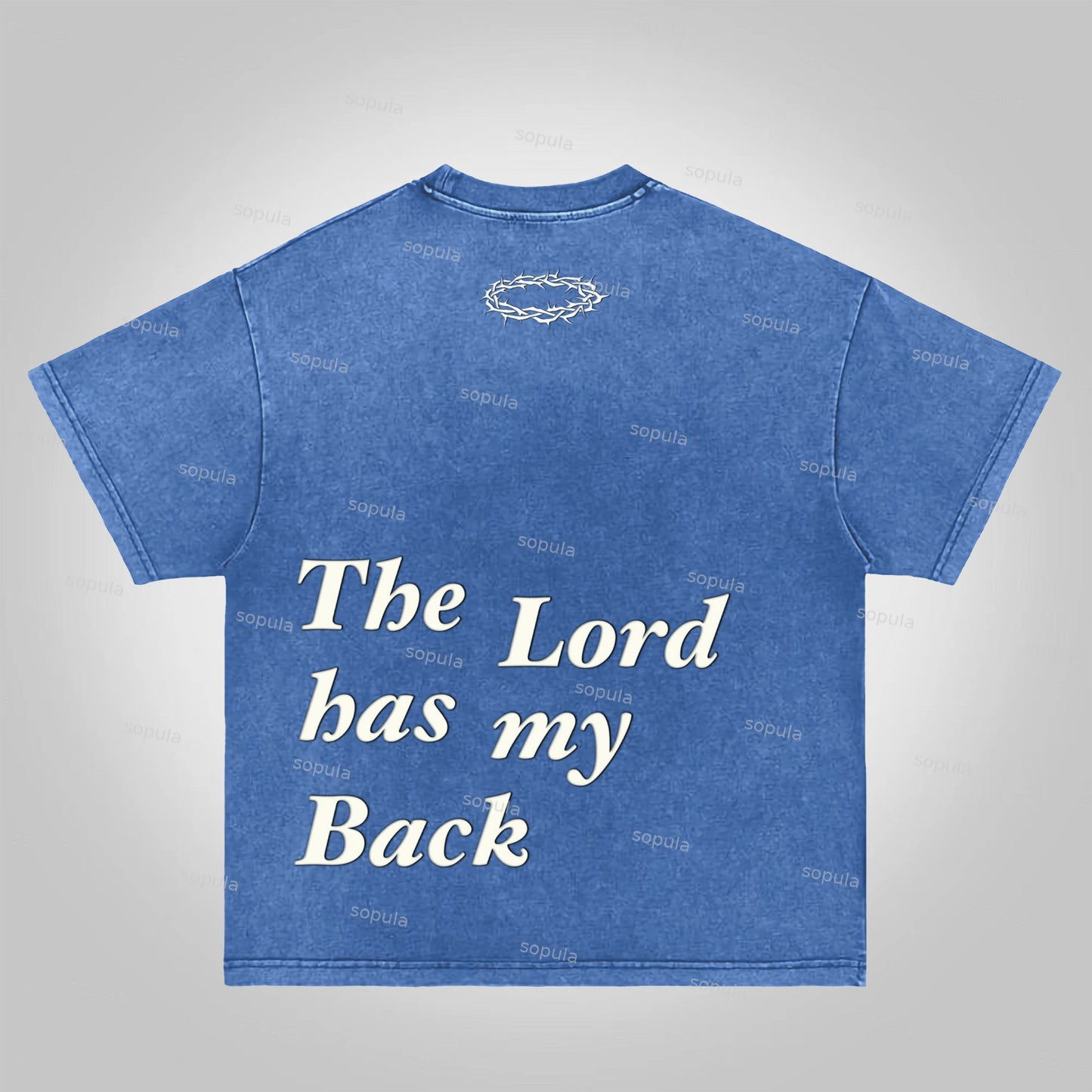 Sopula The Lord Has My Back Slogan Graphic Acid Washed T-Shirt