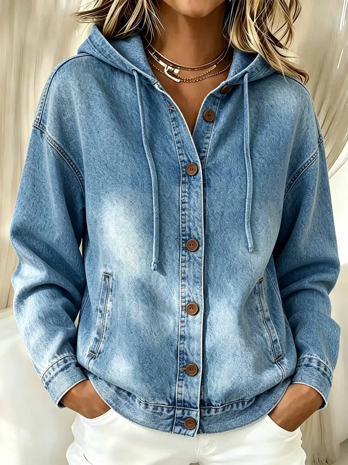 Effortless Chic Hooded Denim Jacket