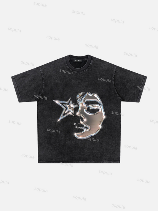 'Masked' Graphic Washed Tee