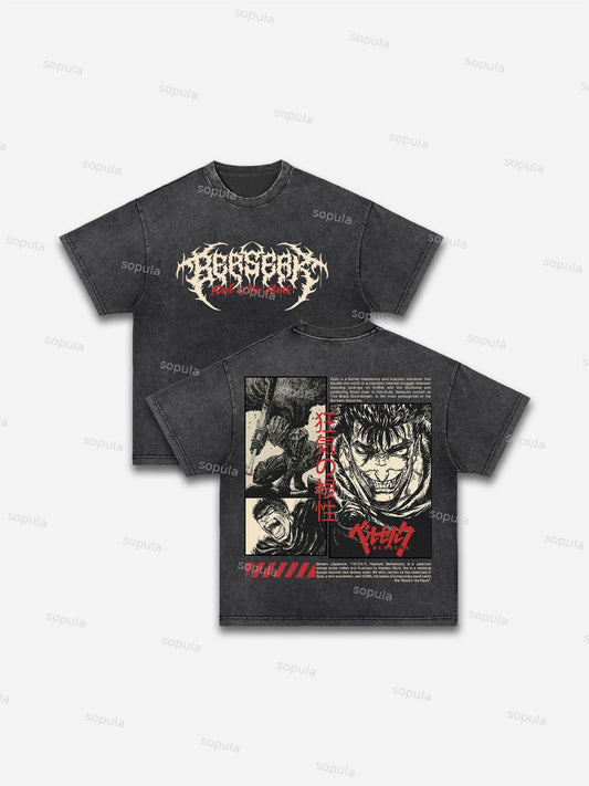 Berserk Manga Graphic Acid Wash T-shirt