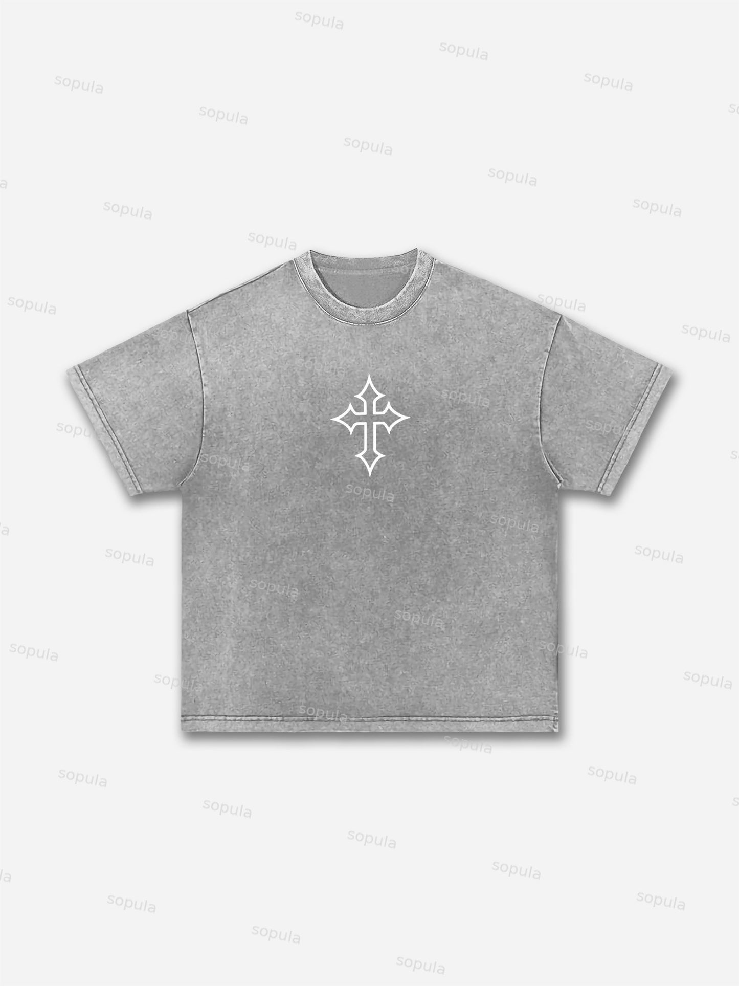 Cross Jesus Graphic Acid Wash T-shirt