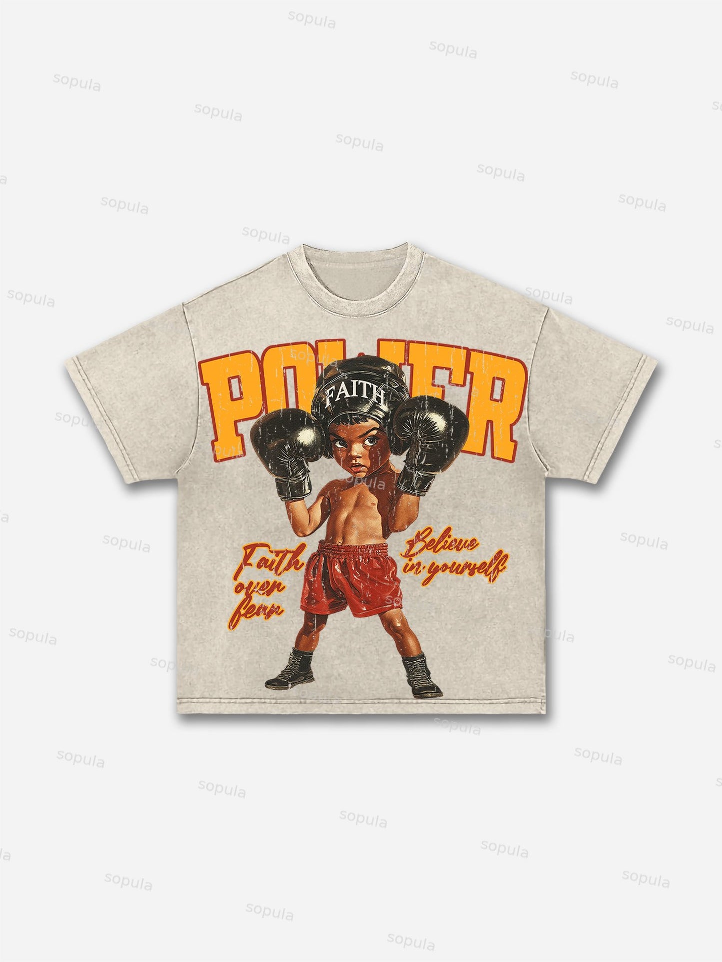 Boxer Boys Graphic Print Acid Wash T-shirt
