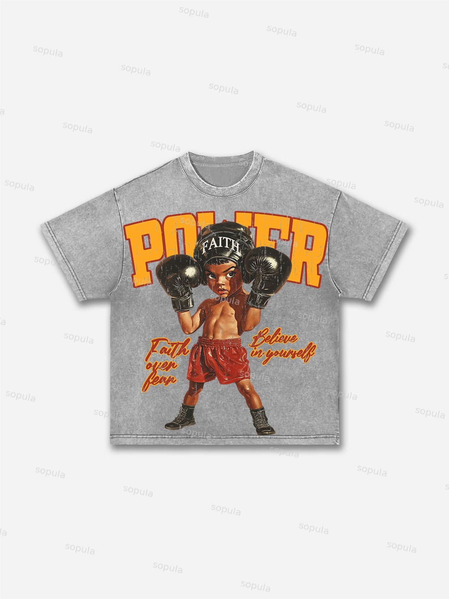 Boxer Boys Graphic Print Acid Wash T-shirt