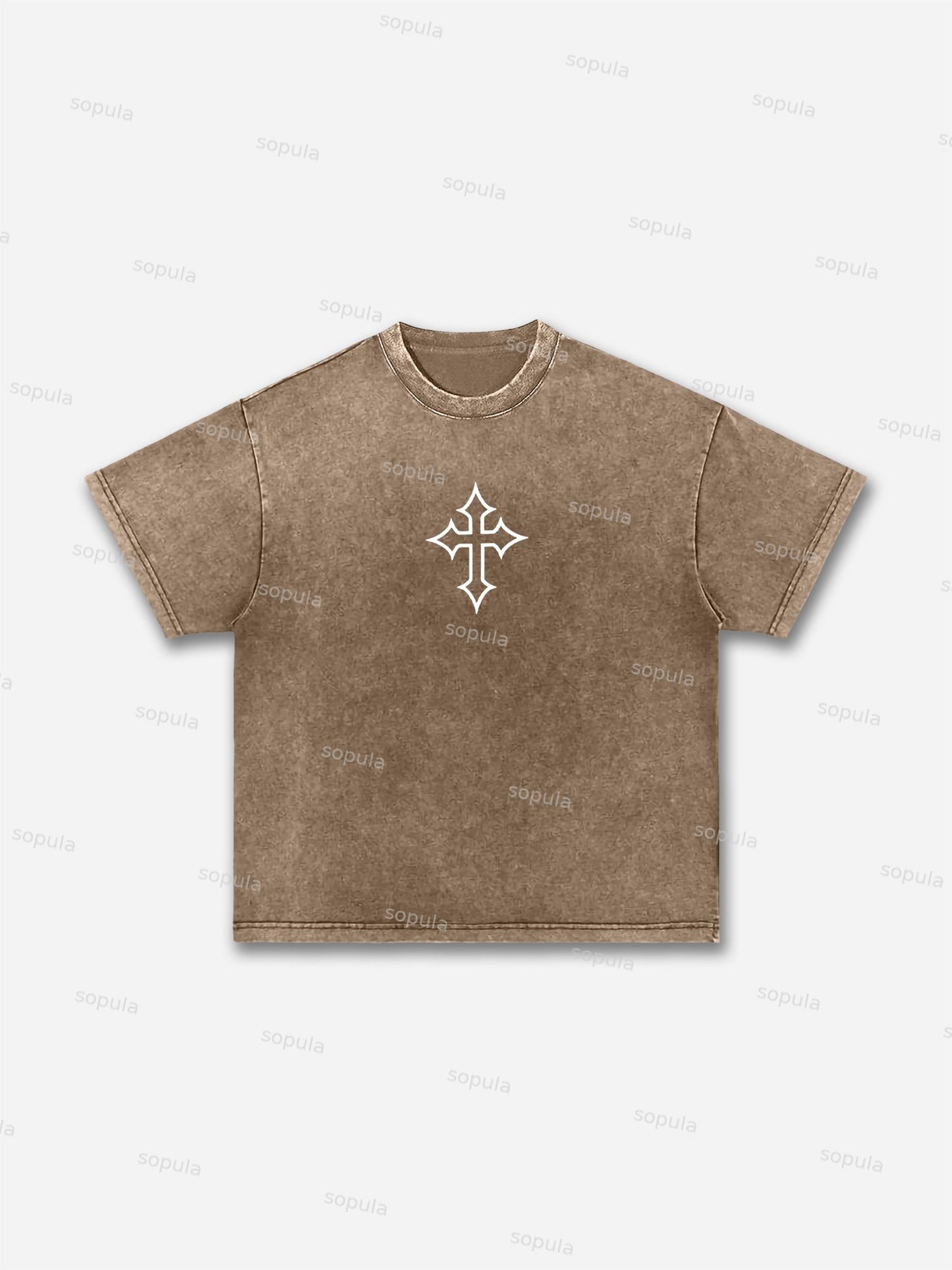 Cross Jesus Graphic Acid Wash T-shirt