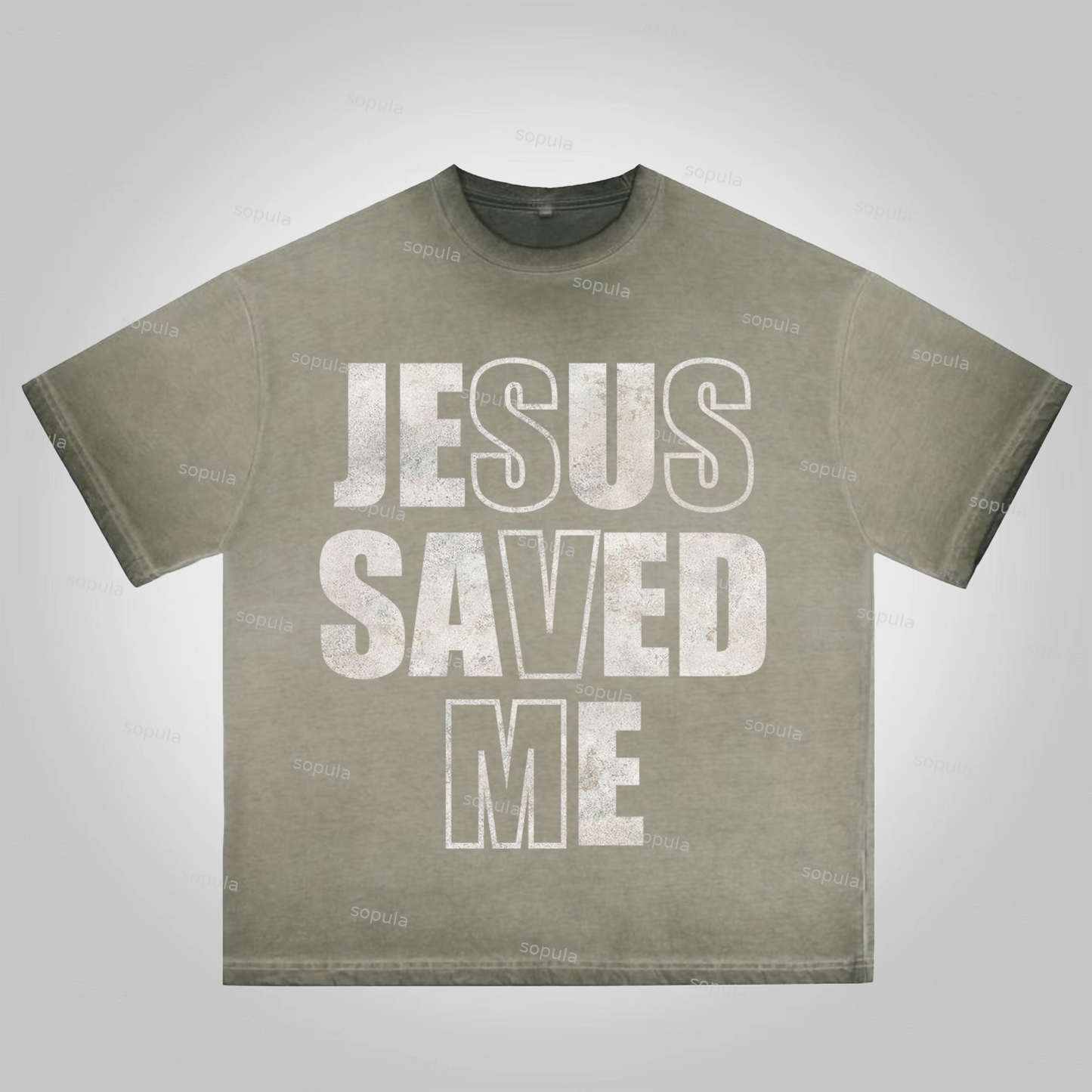 Sopula Jesus Saved Me Graphics Washed Cotton T-Shirt