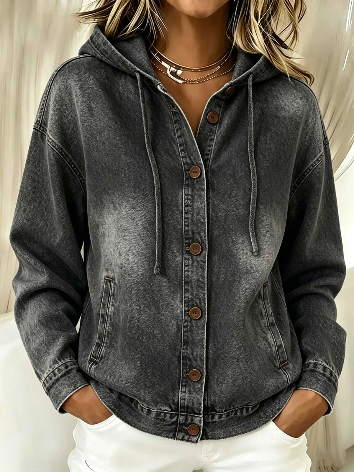 Effortless Chic Hooded Denim Jacket