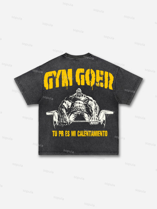 Gym-goer Vintage Graphic Acid Wash T-shirt