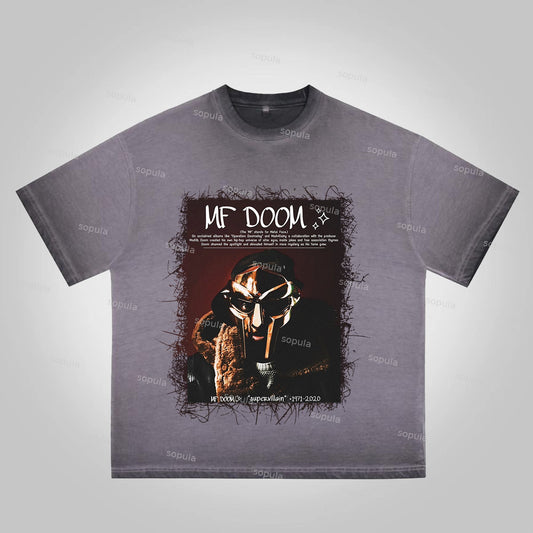 Sopula Vintage The Illest Villain Mf Doom Graphic Print Washed Cotton T-Shirt