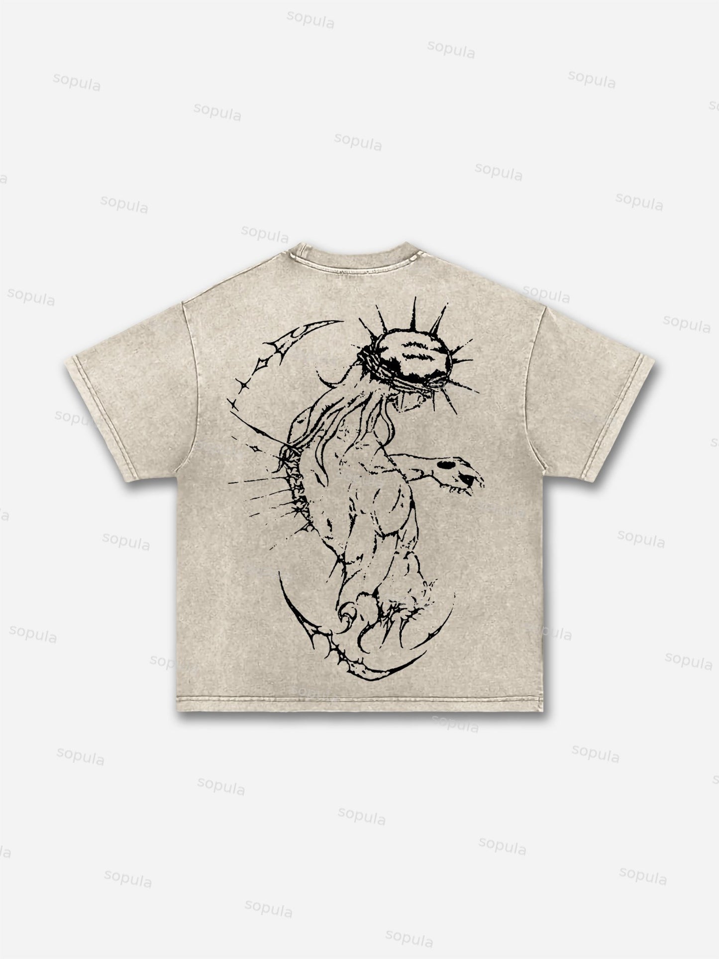 Cross Jesus Graphic Acid Wash T-shirt
