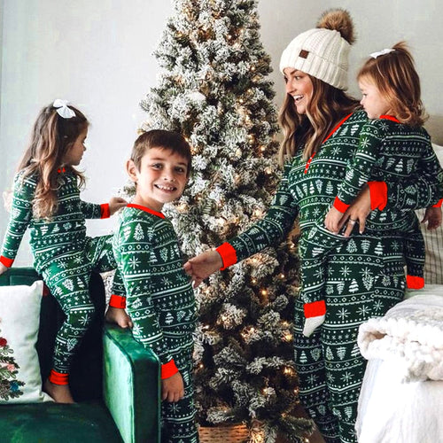 Green Christmas Matching Family Pajamas Sets BigBeryl