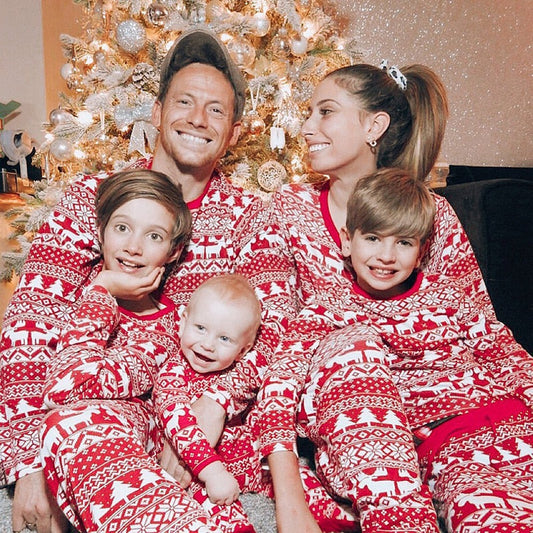 Red Xmas Spirit Matching Family Pajamas BigBeryl