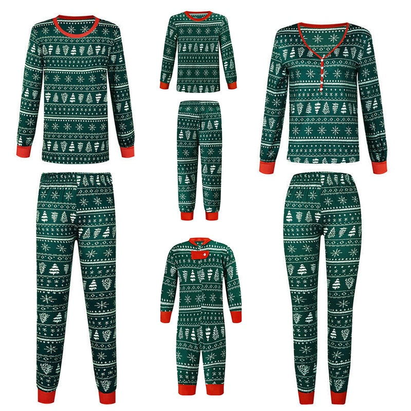 Green Christmas Matching Family Pajamas Sets BigBeryl