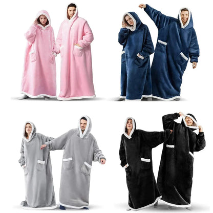 Thick Cozy Blanket Hoodie With Pockets