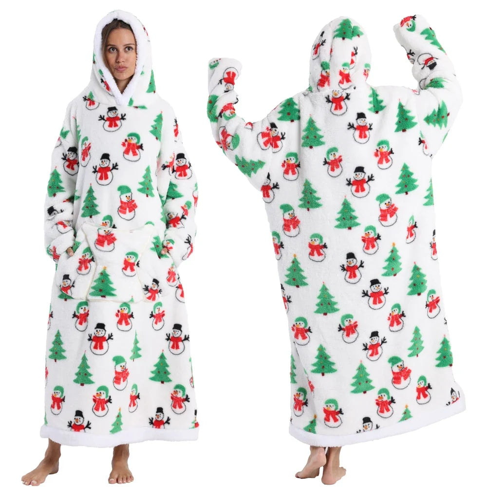 Cozy Christmas Oversized Sherpa Wearable Blanket Hoodie