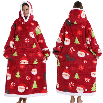 Cozy Christmas Oversized Sherpa Wearable Blanket Hoodie