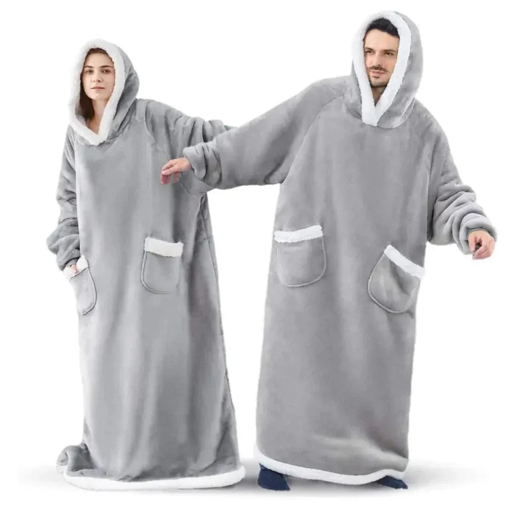 Thick Cozy Blanket Hoodie With Pockets