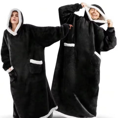 Thick Cozy Blanket Hoodie With Pockets