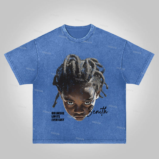 Sopula Vintage Dreadlocks Boys Graphic Zenith Print Acid Washed T-Shirt