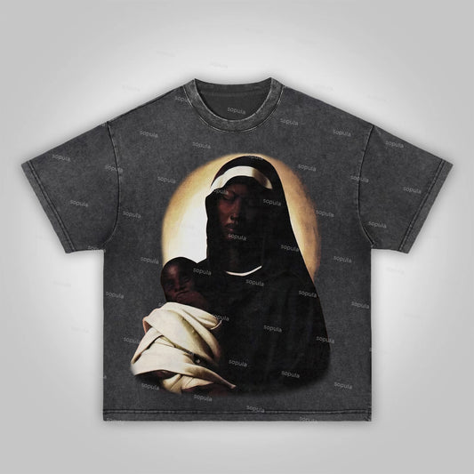 Sopula Story Of The Saint Vintage Graphics Acid Washed T-Shirt
