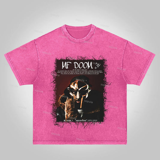 Sopula Vintage The Illest Villain Mf Doom Graphic Print Acid Washed T-Shirt