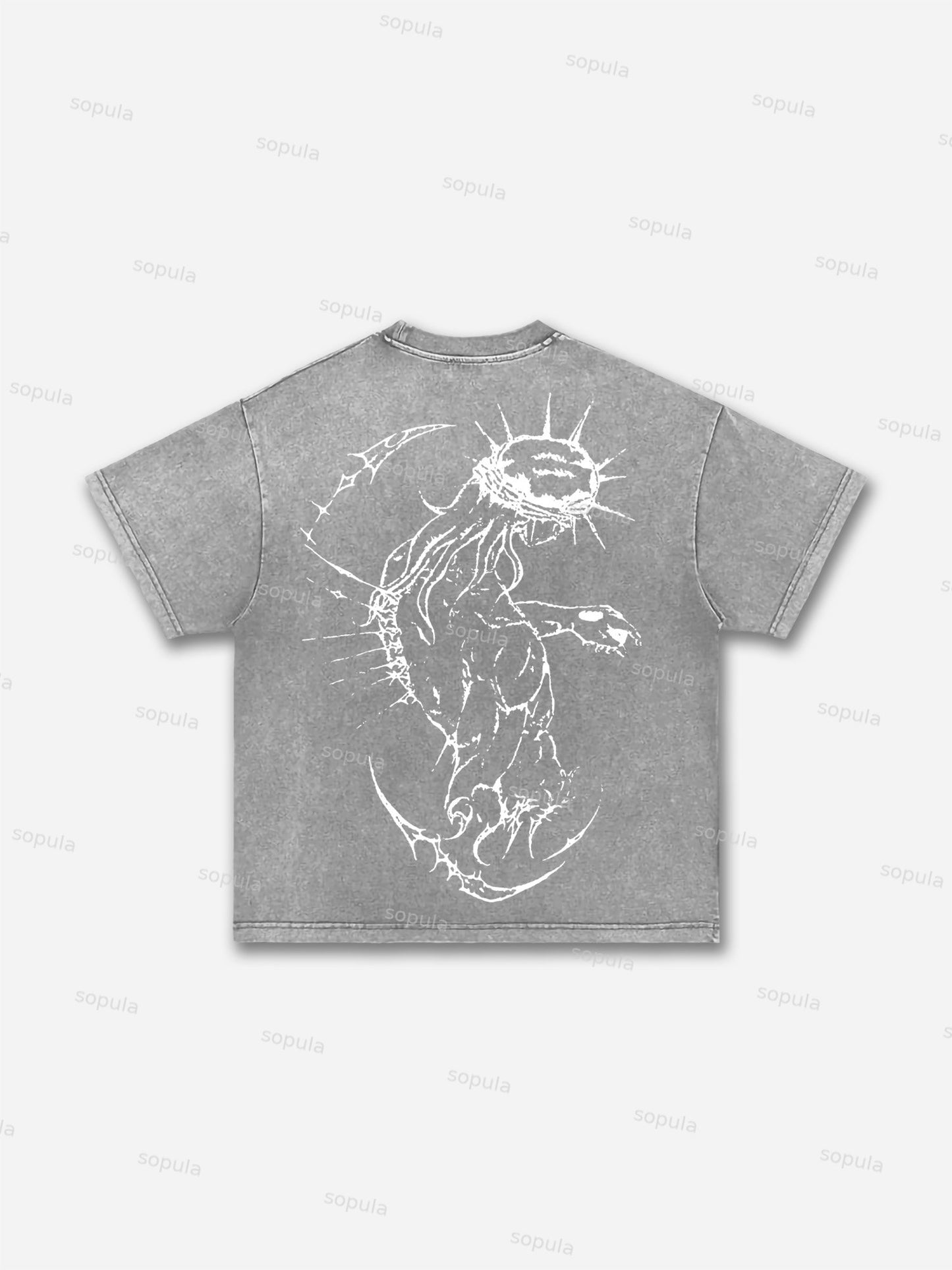 Cross Jesus Graphic Acid Wash T-shirt
