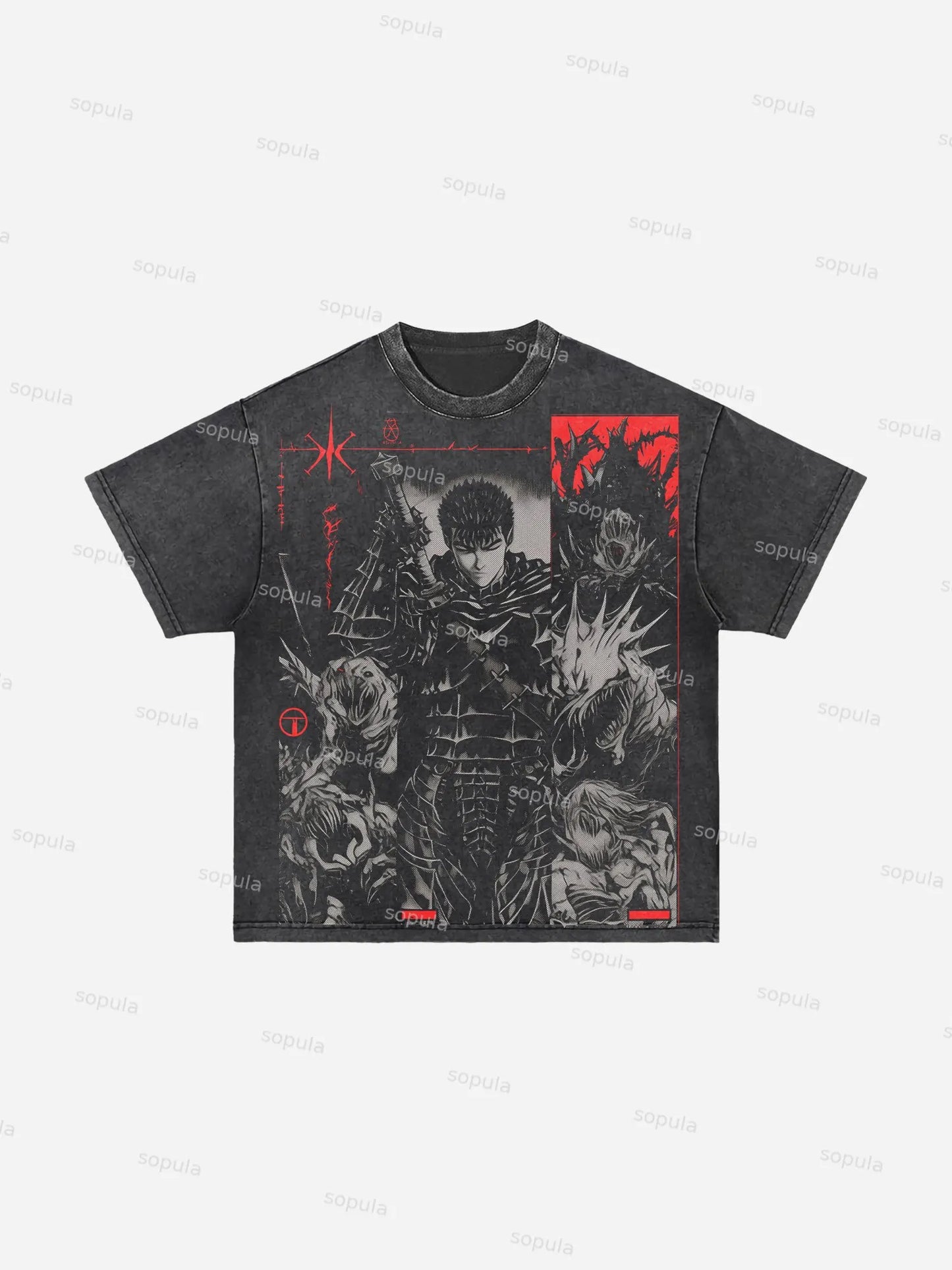 Berserk Manga Graphic Acid Wash T-shirt