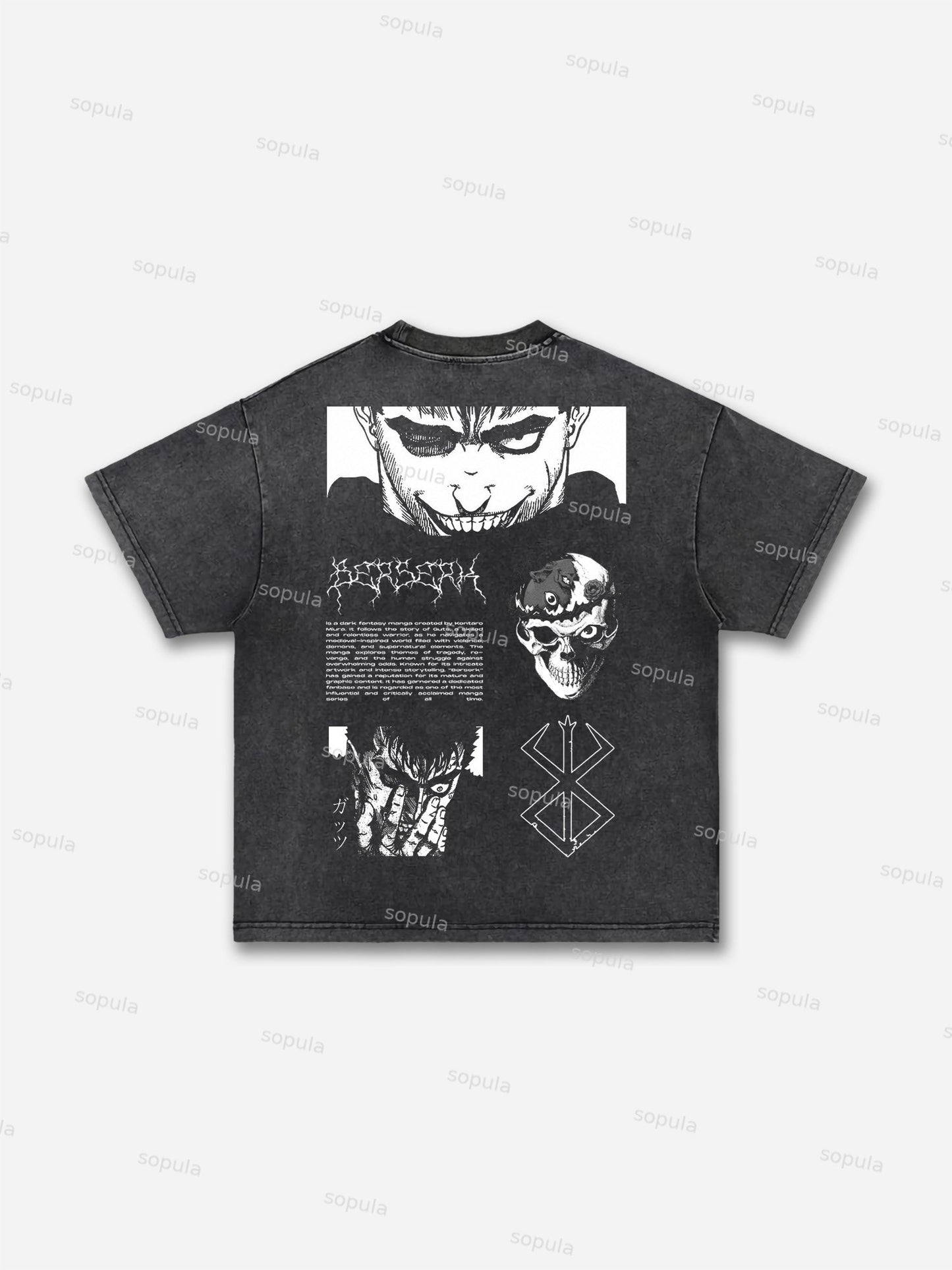 Berserk Manga Graphic Acid Wash T-shirt
