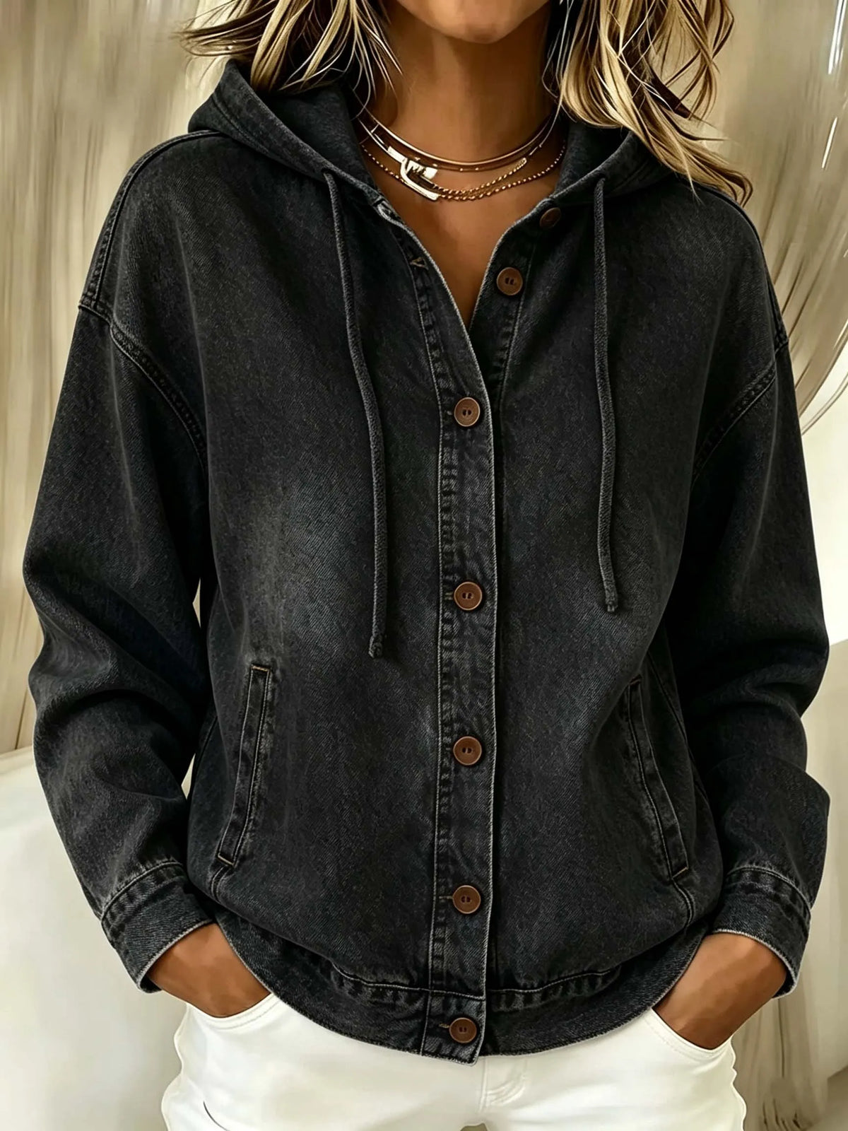 Effortless Chic Hooded Denim Jacket