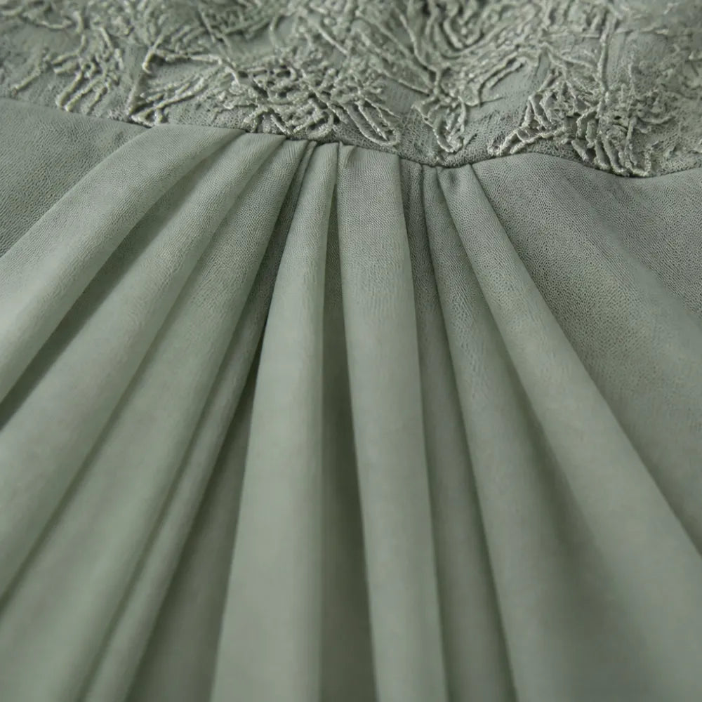 Embroidered Lace Bodice Midi Dress for Weddings