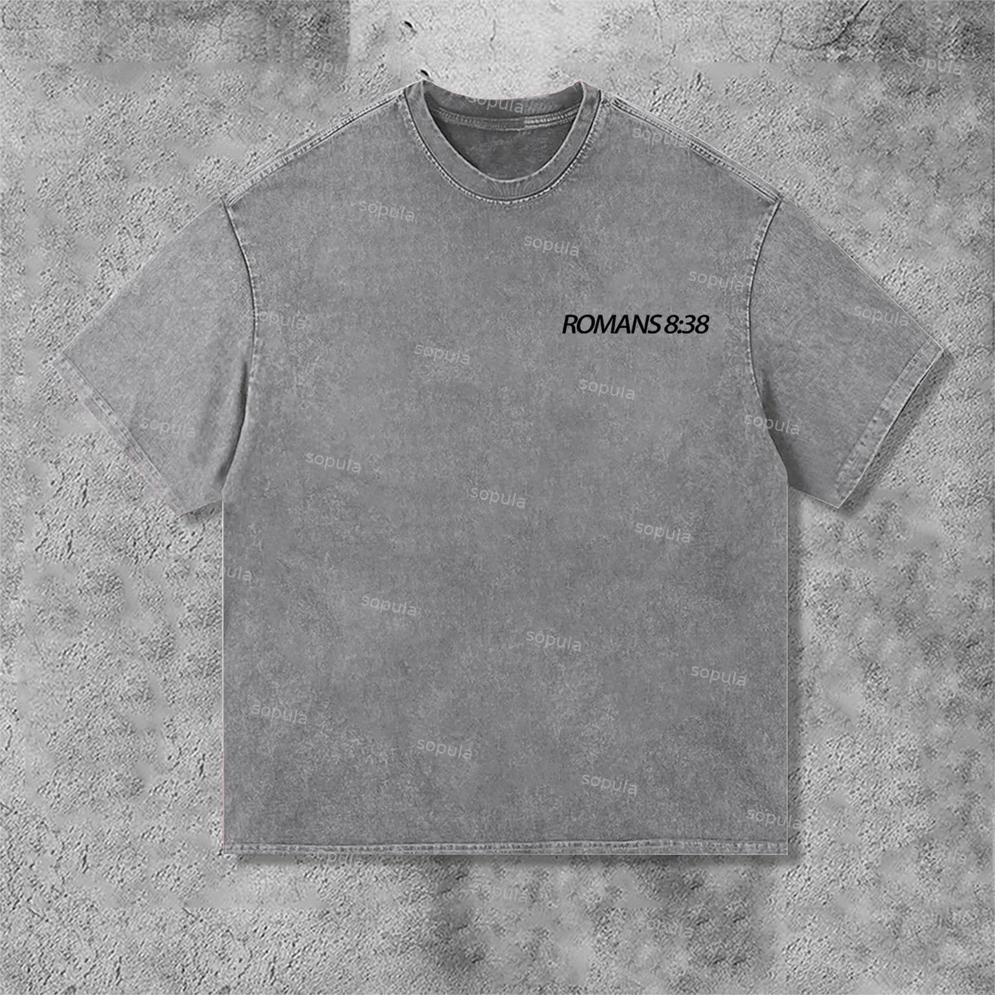 Romans 8 38 Faith Over Fear Graphic Print Acid Washed T-Shirt
