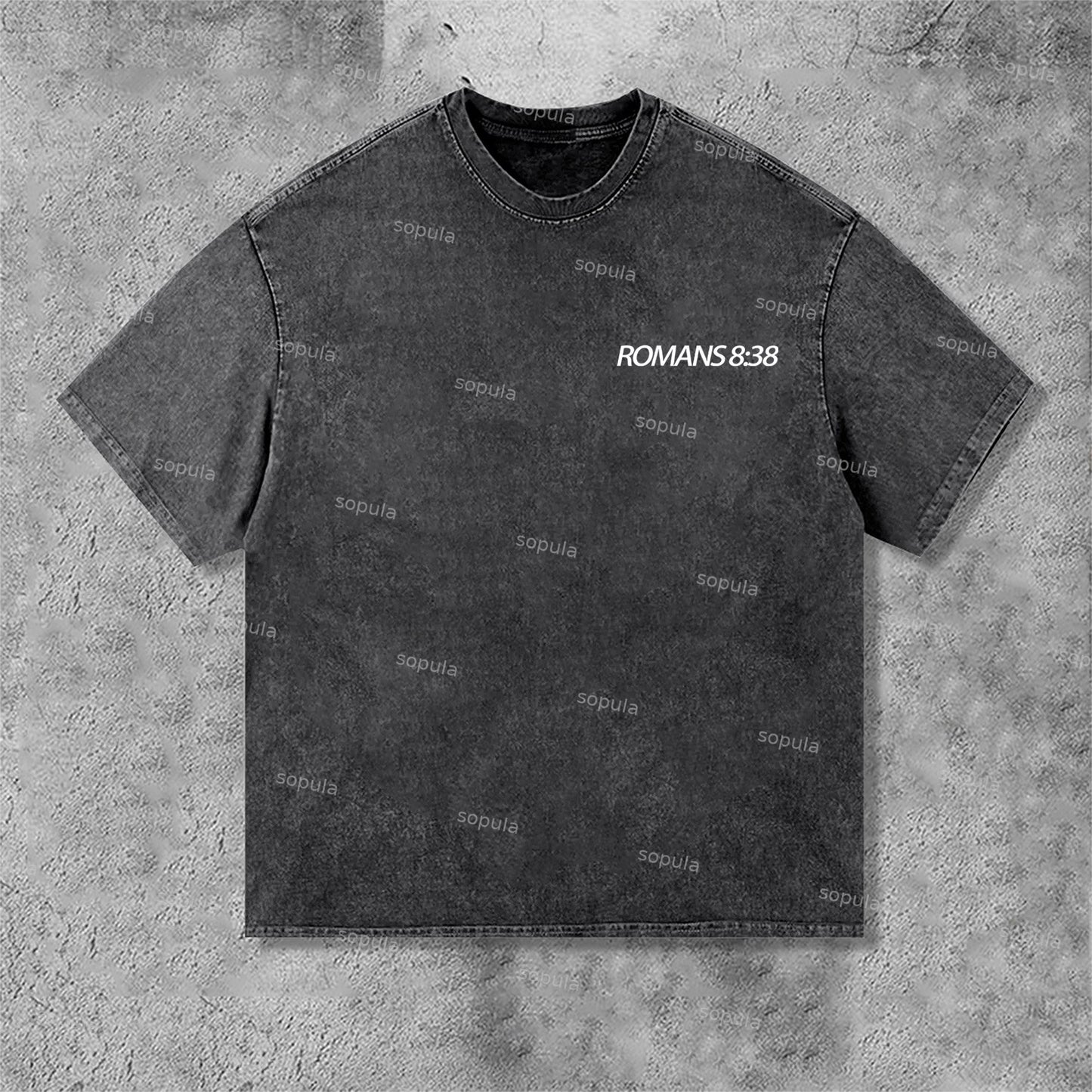 Romans 8 38 Faith Over Fear Graphic Print Acid Washed T-Shirt