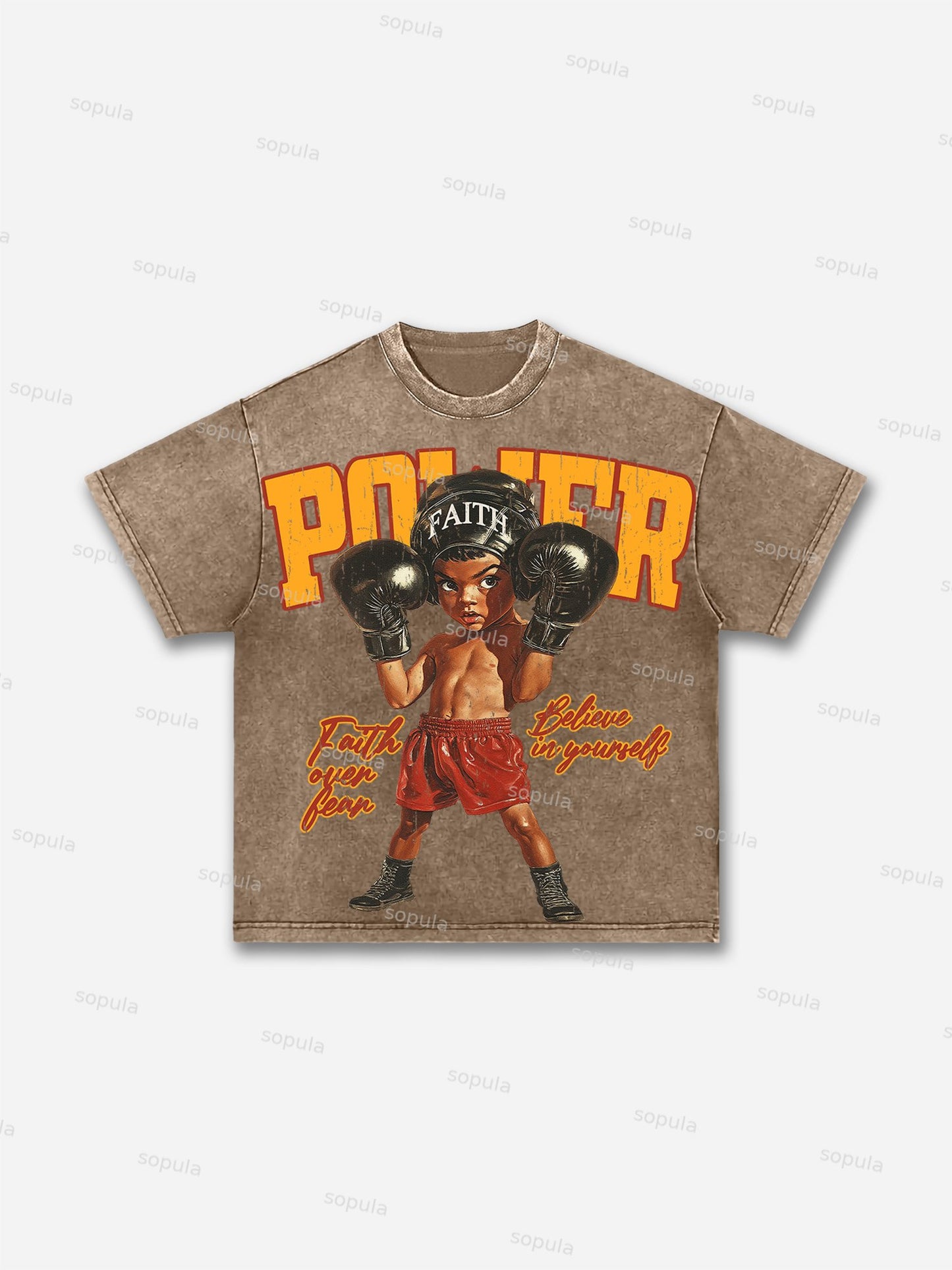 Boxer Boys Graphic Print Acid Wash T-shirt