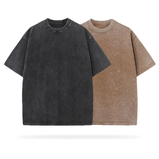 Sopula Essentials Men's Washed Blank Tees 2-Pack (Black, Khaki)