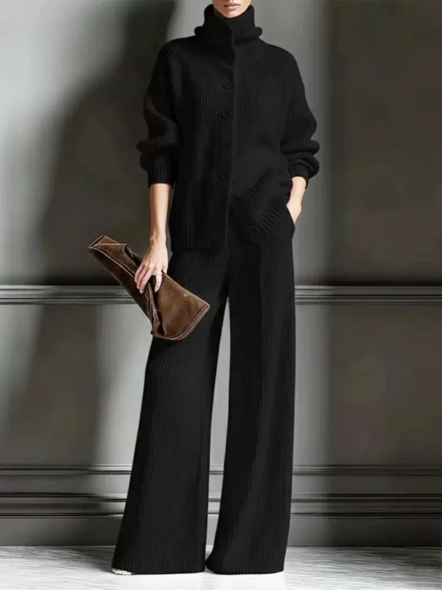 Women's Cozy Cardigan Sweater and Pants Two-Piece Set