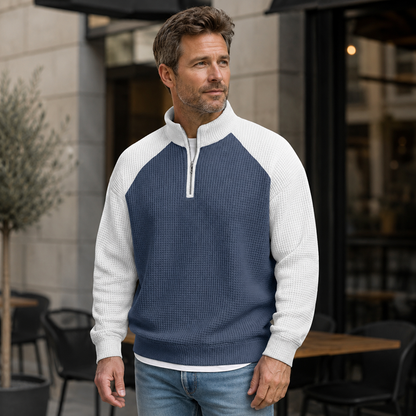 ✨ Easy Everyday Comfort | Men's Waffle-Knit Quarter-Zip Shirt