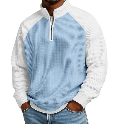 ✨ Easy Everyday Comfort | Men's Waffle-Knit Quarter-Zip Shirt