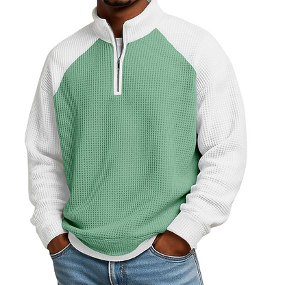 ✨ Easy Everyday Comfort | Men's Waffle-Knit Quarter-Zip Shirt