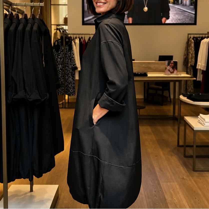 Button-Front Relaxed Shirt Dress