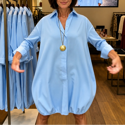 Button-Front Relaxed Shirt Dress