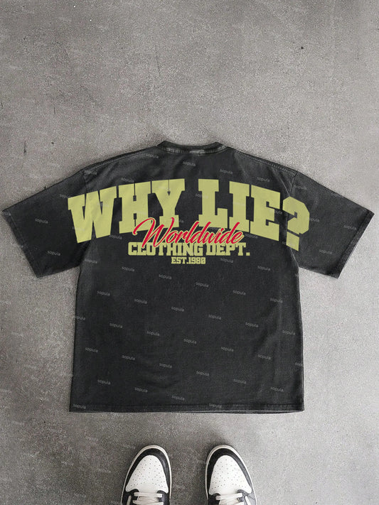 Vintage Why Lie Clothing Dept Graphic Acid Wash T-Shirt